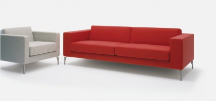 HM34c three seat sofa in red, wide arms